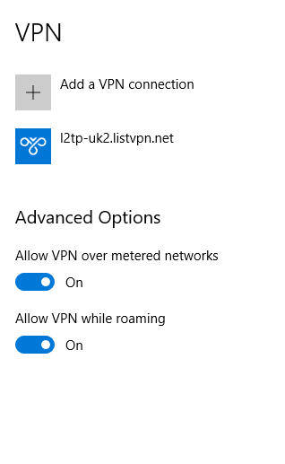 L2TP VPN On Windows10