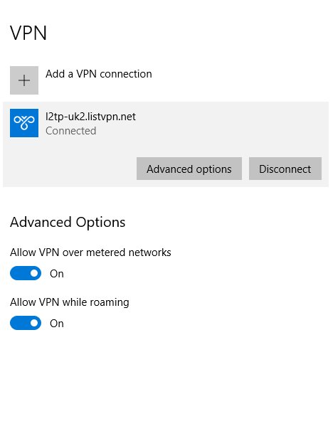 L2TP VPN On Windows10