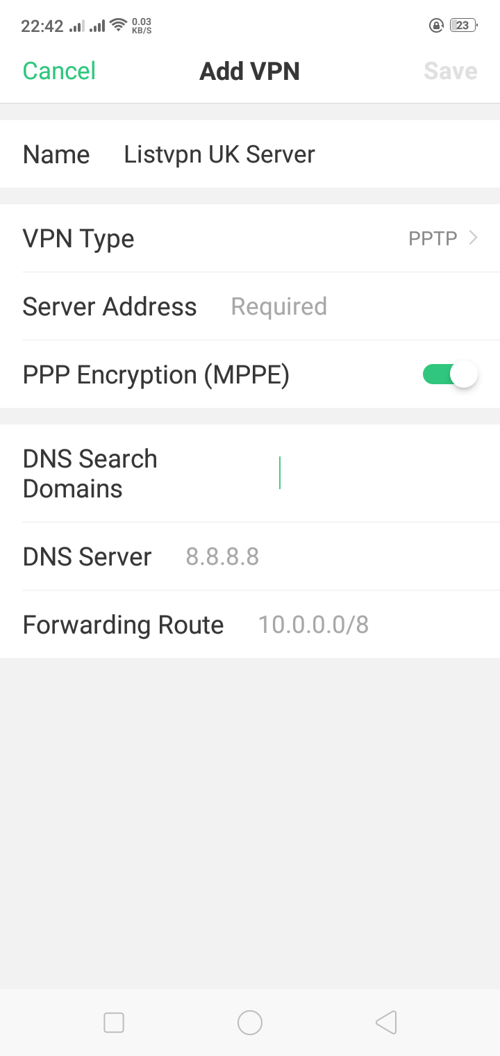 l2tp VPN On android