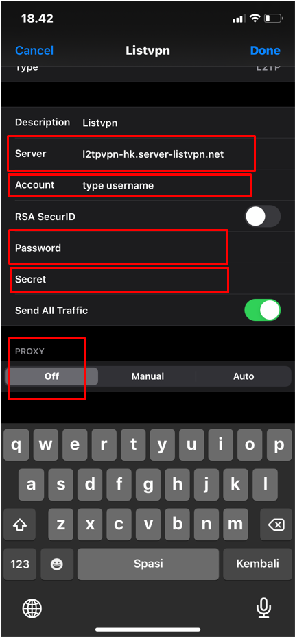 l2tp VPN On iphone