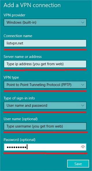 PPTP VPN On Windows10